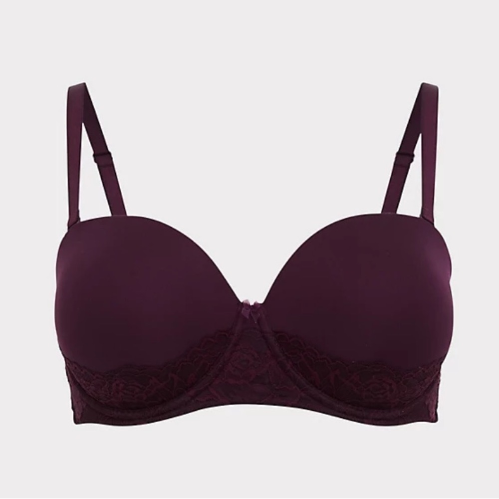 MICROFIBER & LACE PUSH-UP MULTIWAY STRAPLESS BRA